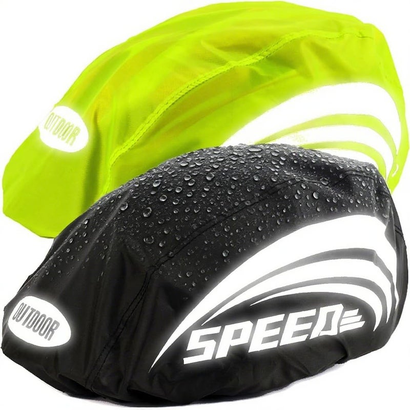 JSAHAH Pack of 2 Bike Helmet Covers Bicycle Helmet Rain Covers (Green Black) - Image 1